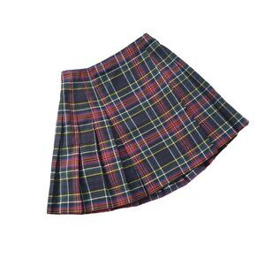 Vintage 60s Plaid Mini Skirt Small